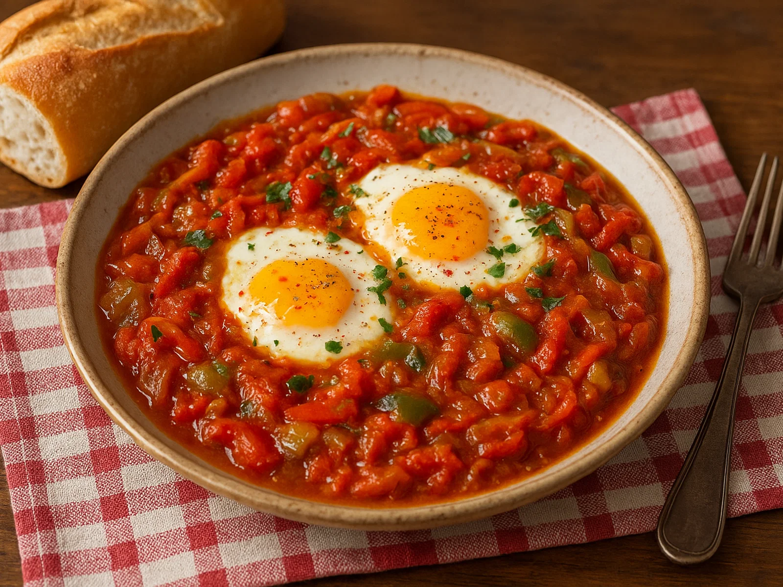 Baskische Piperade mit Ei