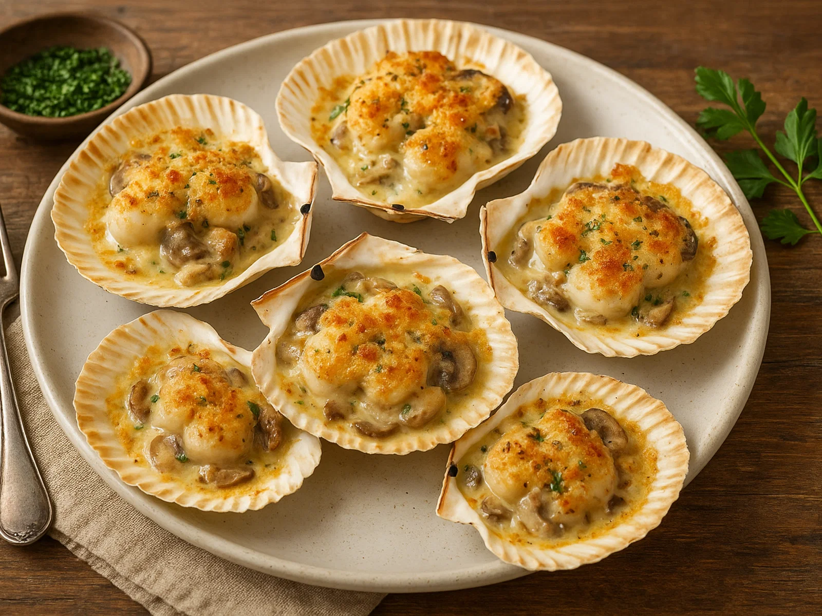 Coquilles Saint-Jacques – gratinierte Jakobsmuscheln