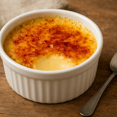 Klassische Crème brûlée mit Vanille und Karamellkruste