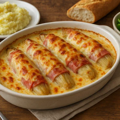 Endives au jambon – Chicorée mit Schinken in Käsesoße überbacken