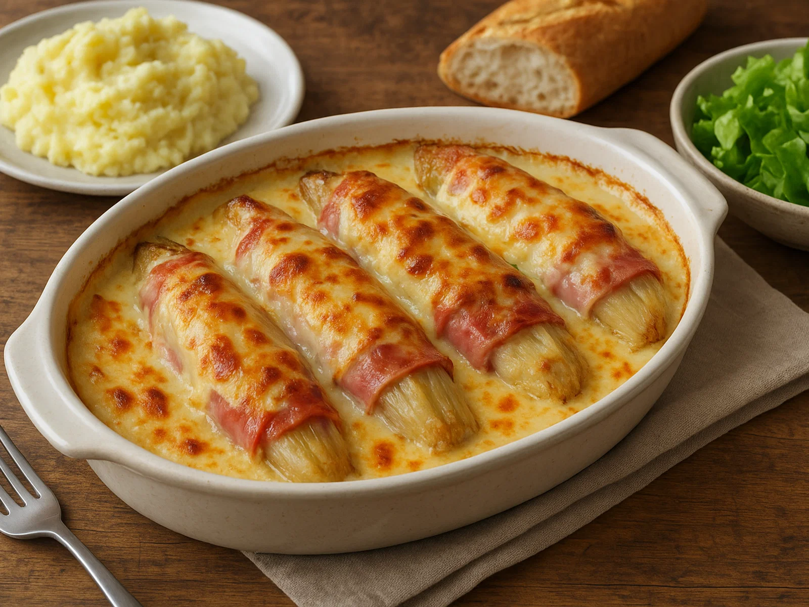 Endives au jambon – Chicorée mit Schinken in Käsesoße überbacken