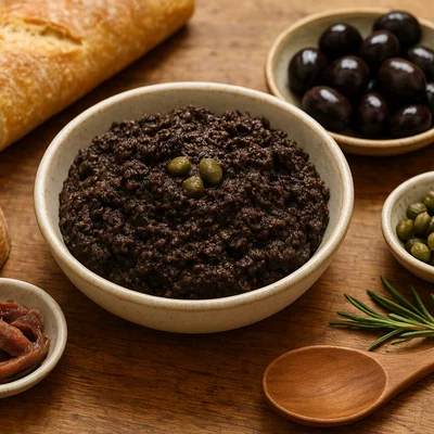 Klassische Tapenade aus schwarzen Oliven