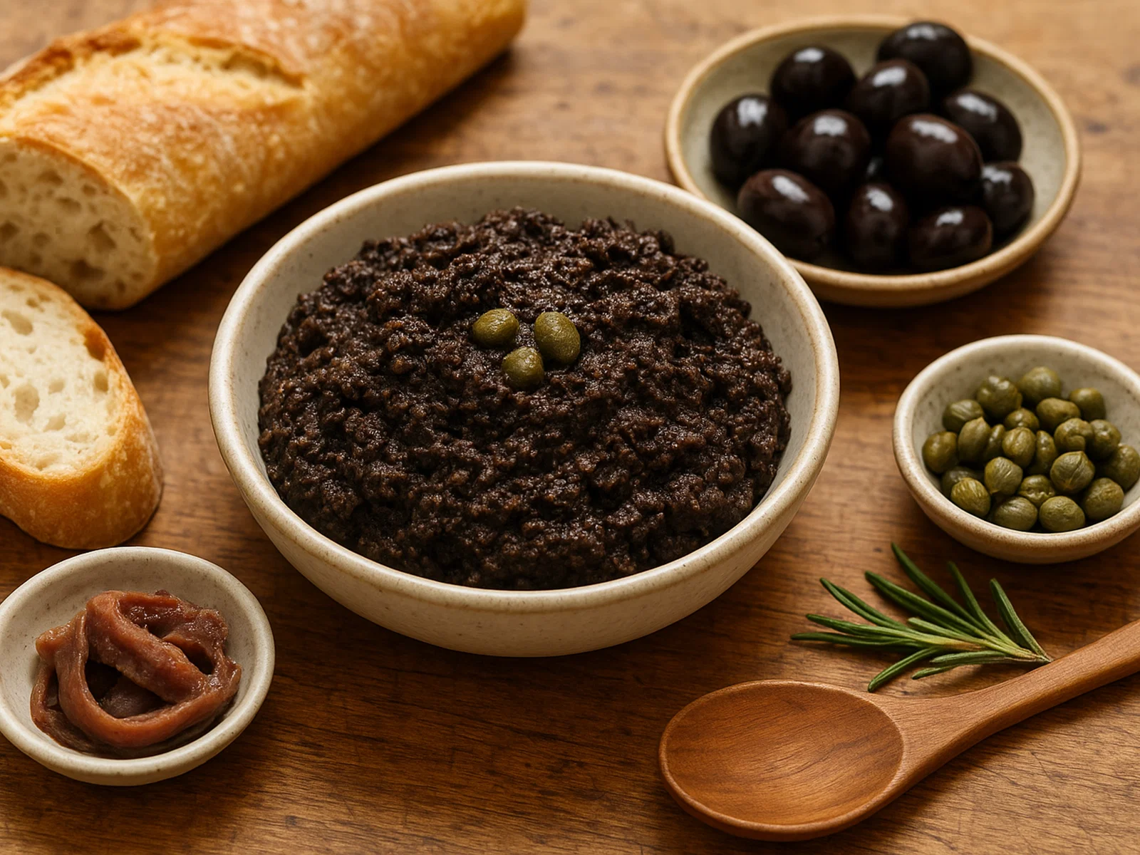 Klassische Tapenade aus schwarzen Oliven