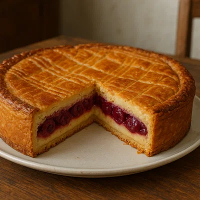 Gâteau Basque – Baskischer Mürbekuchen mit Vanillecreme und Kirschen
