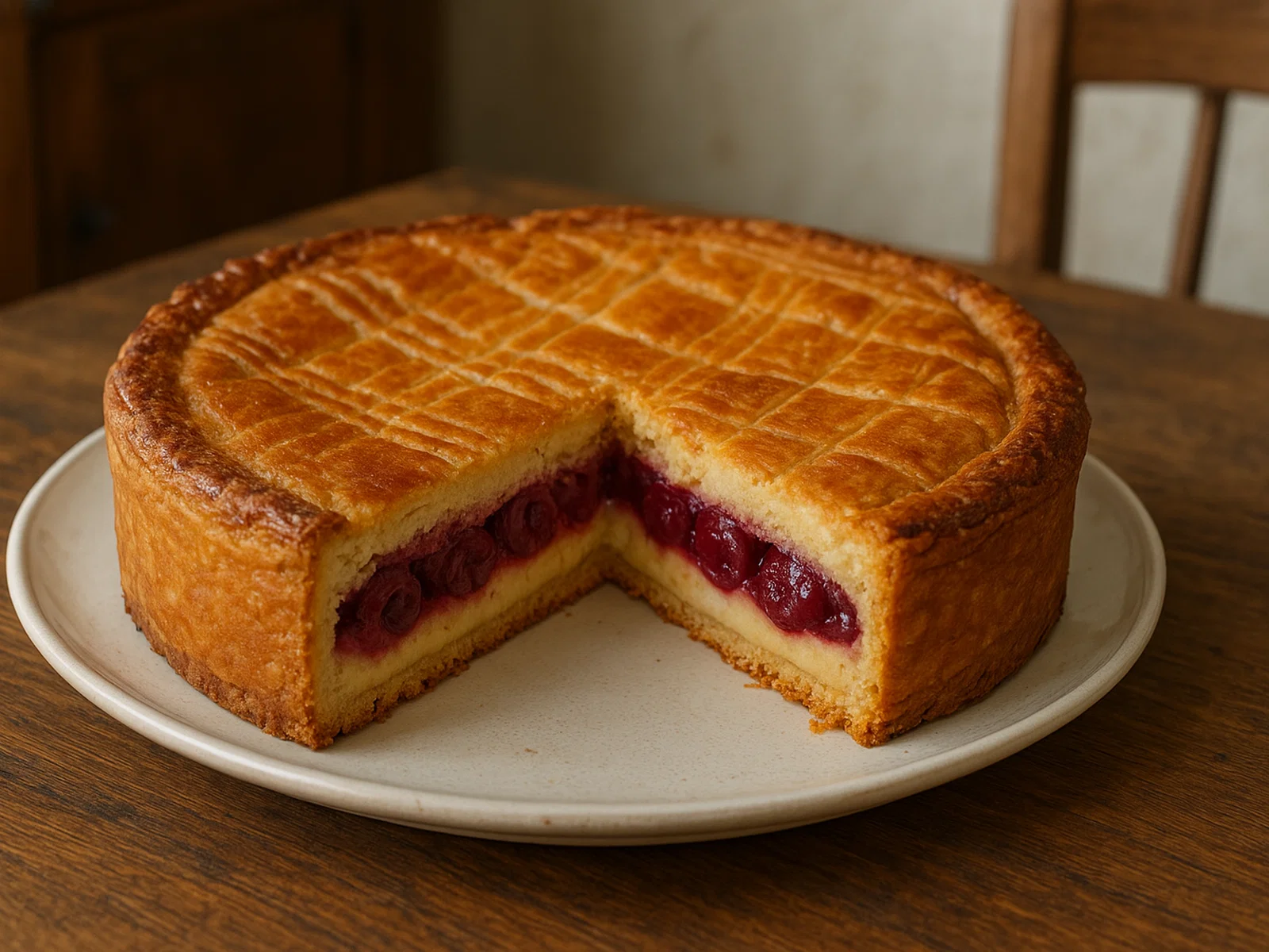 Gâteau Basque – Baskischer Mürbekuchen mit Vanillecreme und Kirschen