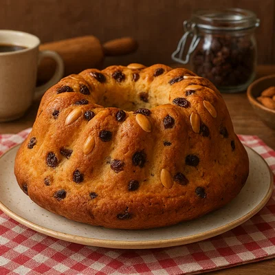 Elsässischer Kougelhopf mit Rosinen und Mandeln