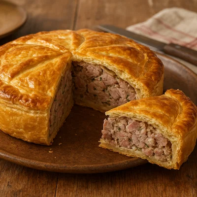Pâté lorrain – Blätterteigpastete mit mariniertem Fleisch