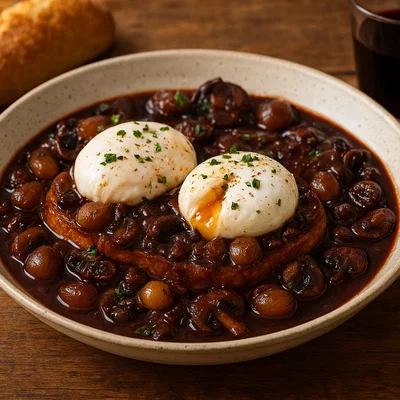 Oeufs en Meurette – pochierte Eier in Rotweinsoße