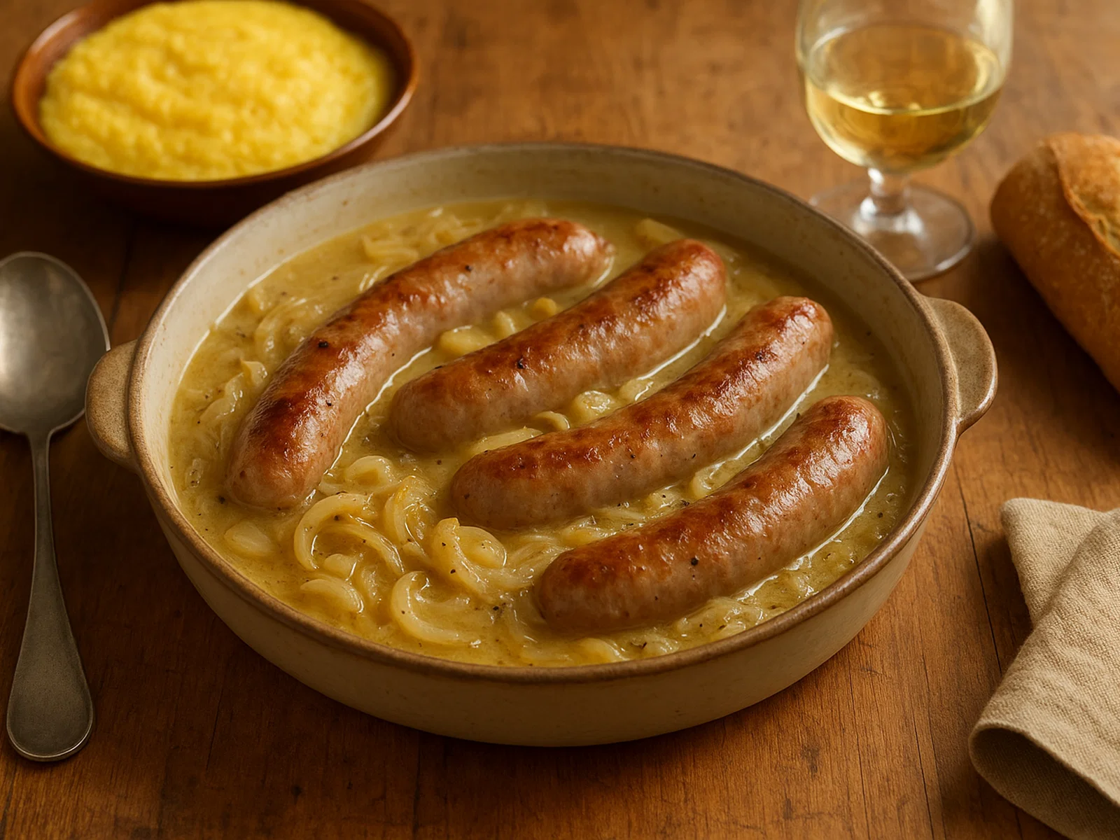 Diots au vin blanc – Savoyer Würste in Weißwein geschmort