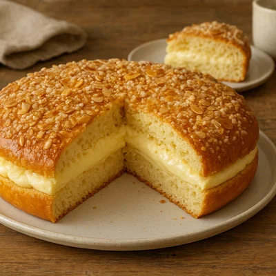 Tarte tropézienne – gefüllte Brioche-Torte aus Saint-Tropez