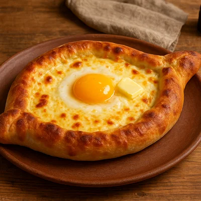Khachapuri Adjaruli – georgisches Käsebrot mit Ei und Butter