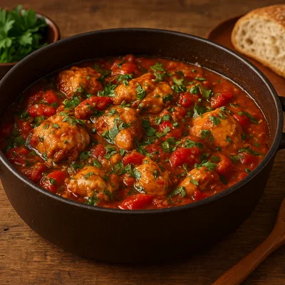 Chakhokhbili – Georgischer Hähnchenschmortopf mit Tomaten und Kräutern