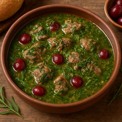 Chakapuli – Georgischer Lammeintopf mit Weißwein, Estragon und Kirschpflaumen
