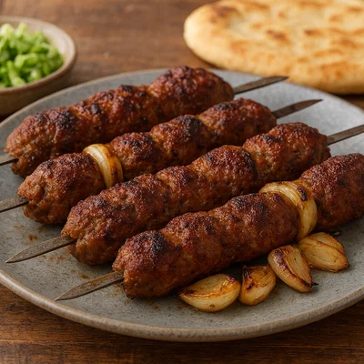 Kababi – gegrillte Hackfleischröllchen mit Zwiebeln