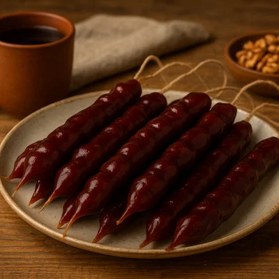 Churchkhela – gezögerte Walnussketten in eingedicktem Traubensaft