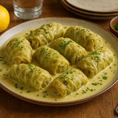 Lahanodolmades – Griechische Kohlrouladen in Ei-Zitronen-Soße