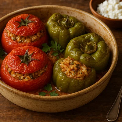 Gemista – Griechische gefüllte Tomaten und Paprika mit Reis