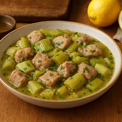 Hirino me Prasa – Griechischer Schweinefleischtopf mit Lauch