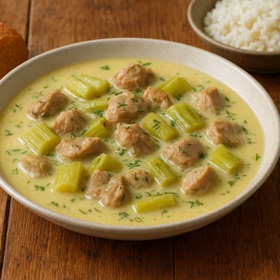 Hirino me Selino – Schweinefleisch mit Sellerie in Avgolemono