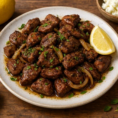Sykoti tiganito – Gebratene Leber mit Oregano