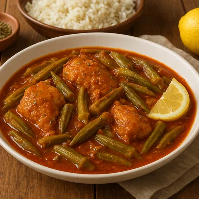 Kotopoulo me Bamies – Griechisches Hähnchen mit Okraschoten