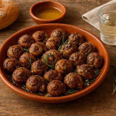 Chochlioi boubouristi – Gebratene Schnecken mit Rosmarin (kretische Art)
