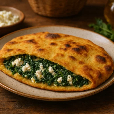 Blatsaria – Griechische Maismehl-Pita mit Feta und Wildkräutern