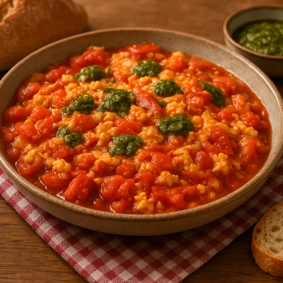 Kayanas – Griechisches Rührei mit Tomaten und Pesto-Twist