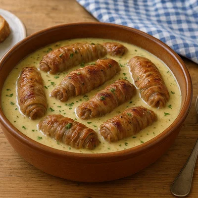 Gardoumakia – Griechische Lamminnereien in Avgolemono-Sauce