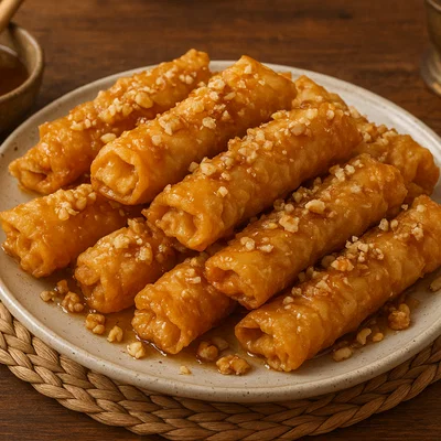 Diples – Griechische frittierte Teigrollen mit Honig und Walnüssen