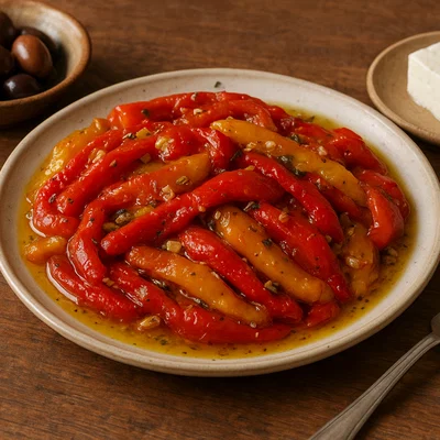 Piperies tiganites – Gebratene Paprika mit Knoblauch und Essig