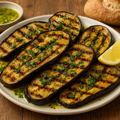 Melitzana sti schara – Griechische gegrillte Auberginen mit Knoblauchöl