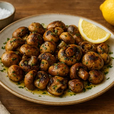 Manitaria sti schara – Griechische gegrillte Pilze mit Öl und Zitrone