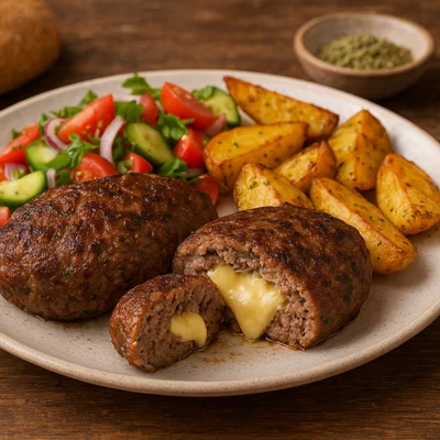Biftekia gemista – gefüllte griechische Hacksteaks mit Käse