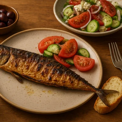 Gouna – Sonnengetrocknete, gegrillte Makrele von Kreta