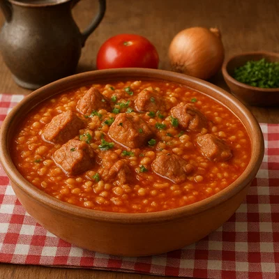 Kretischer Hondros-Schroteintopf mit Schweinefleisch