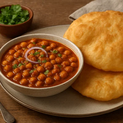 Chole Bhature – Kichererbsencurry mit frittiertem Fladenbrot
