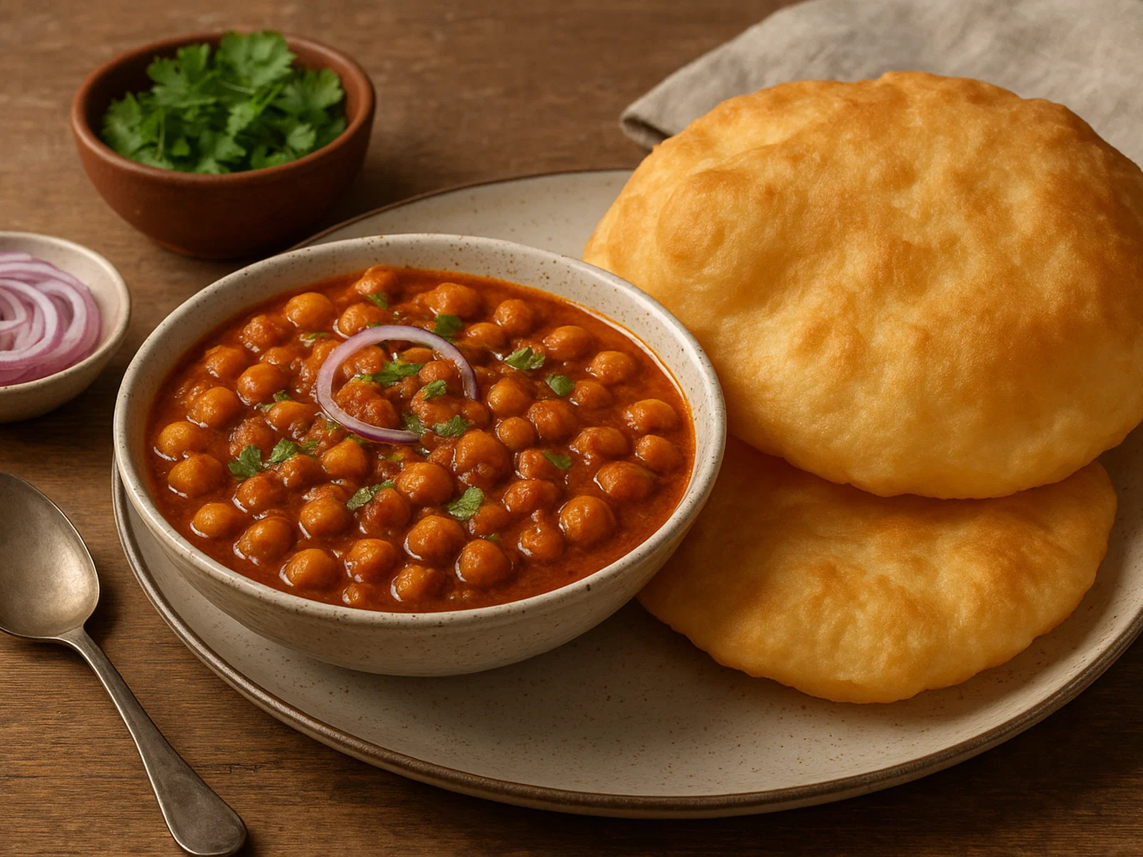 Chole Bhature – Kichererbsencurry mit frittiertem Fladenbrot