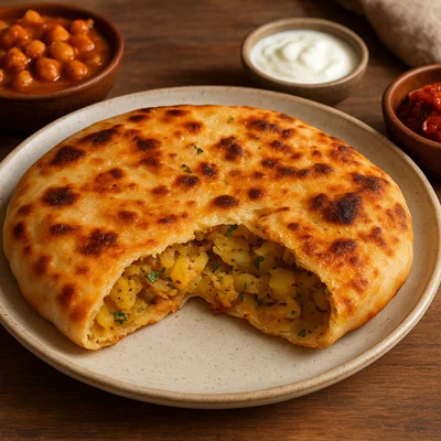Amritsari Kulcha (gefülltes, knuspriges Fladenbrot)
