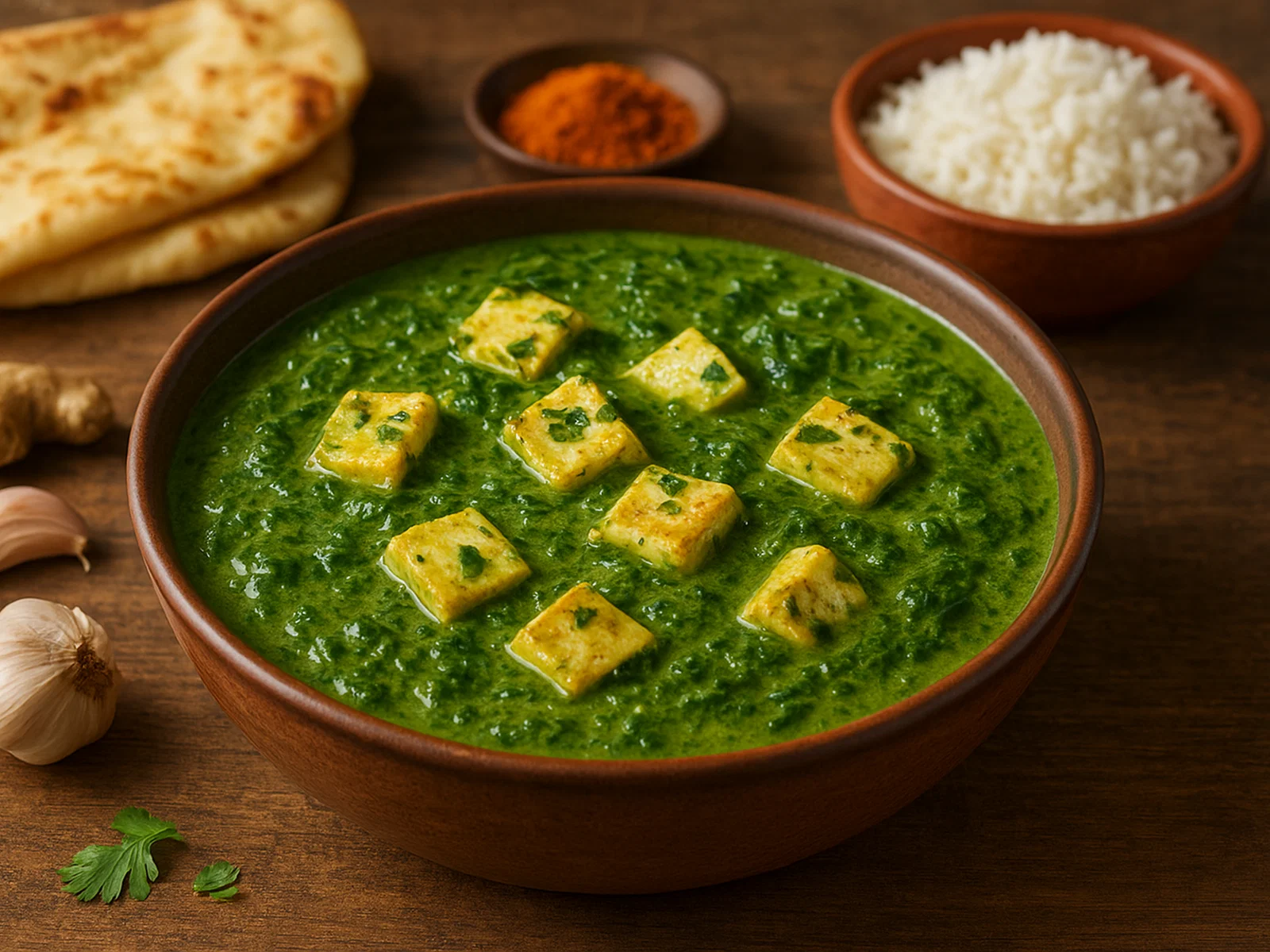 Palak Paneer – Indischer Frischkäse in cremiger Spinatsauce