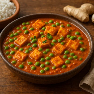 Matar Paneer – Indischer Frischkäse mit Erbsen in Tomatensoße
