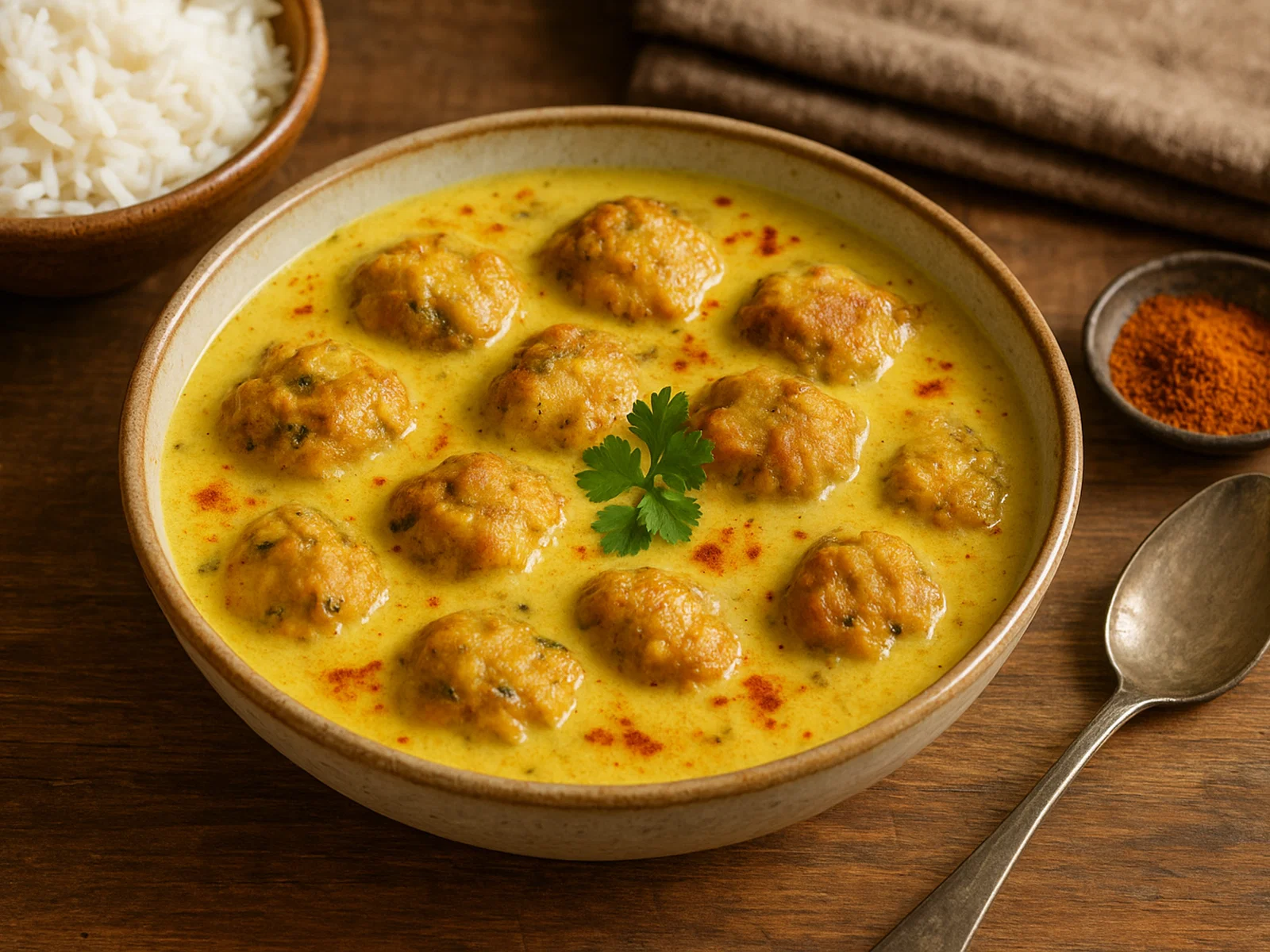 Kadhi Pakora – Nordindische Joghurt-Kichererbsensoße mit Gemüsekrapfen