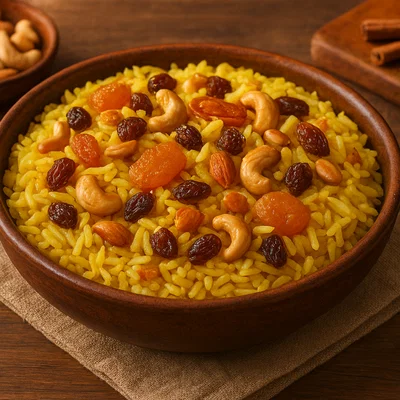 Modur Pulav – Süßer Safranreis mit Nüssen