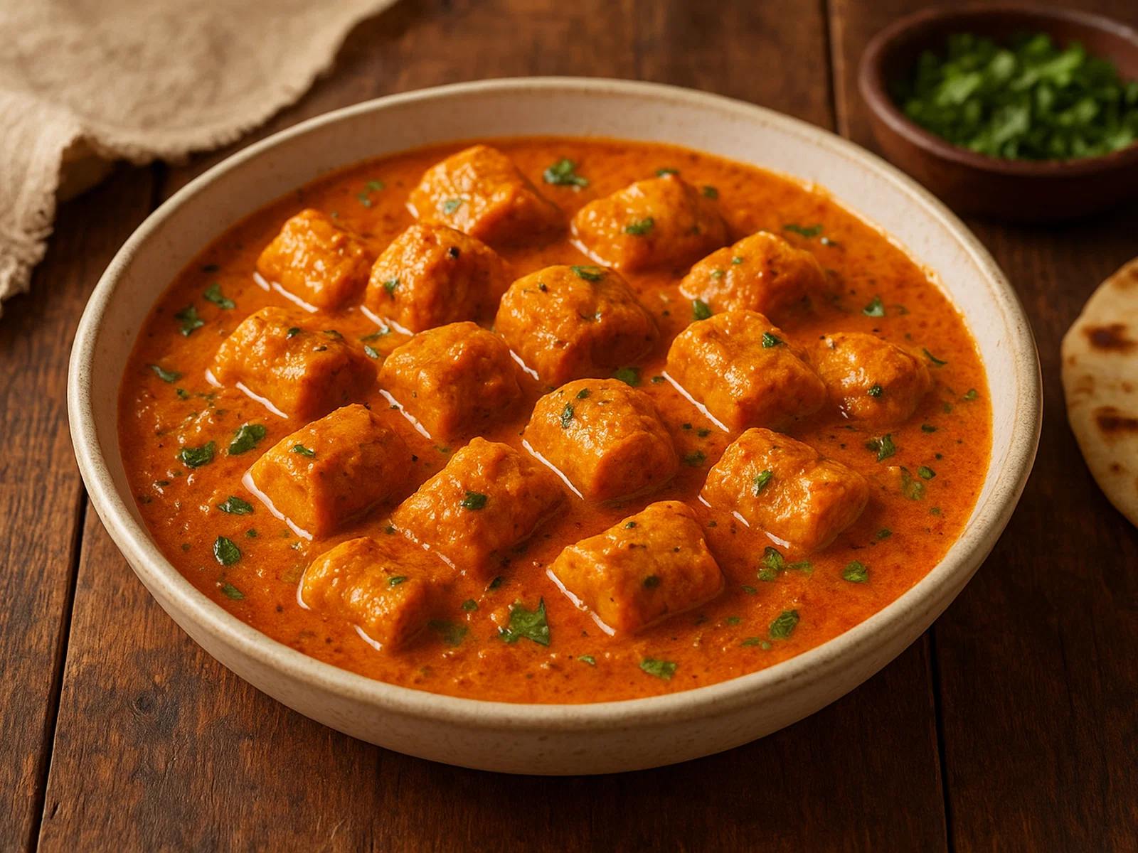 Gatte ki Sabzi – Kichererbsenmehl-Röllchen in Joghurtsoße