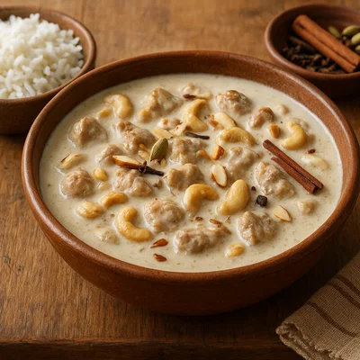 Safed Maas – mildes weißes Lammcurry mit Nüssen und Joghurt