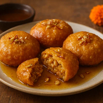Mawa Kachori (gefüllte indische Süßspeise)