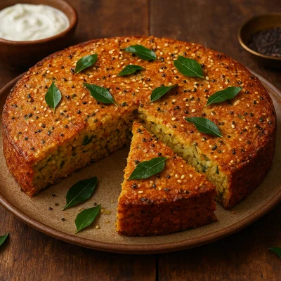 Handvo – herzhafter Linsen-Reis-Kuchen aus dem Ofen