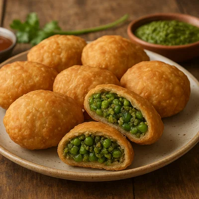 Lilva Kachori – Frittierte Teigtaschen mit jungen Bohnen