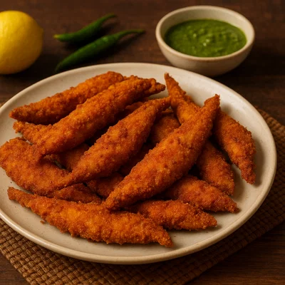 Bombil Fry (Panierter, gebratener Bombay-Duck-Fisch)