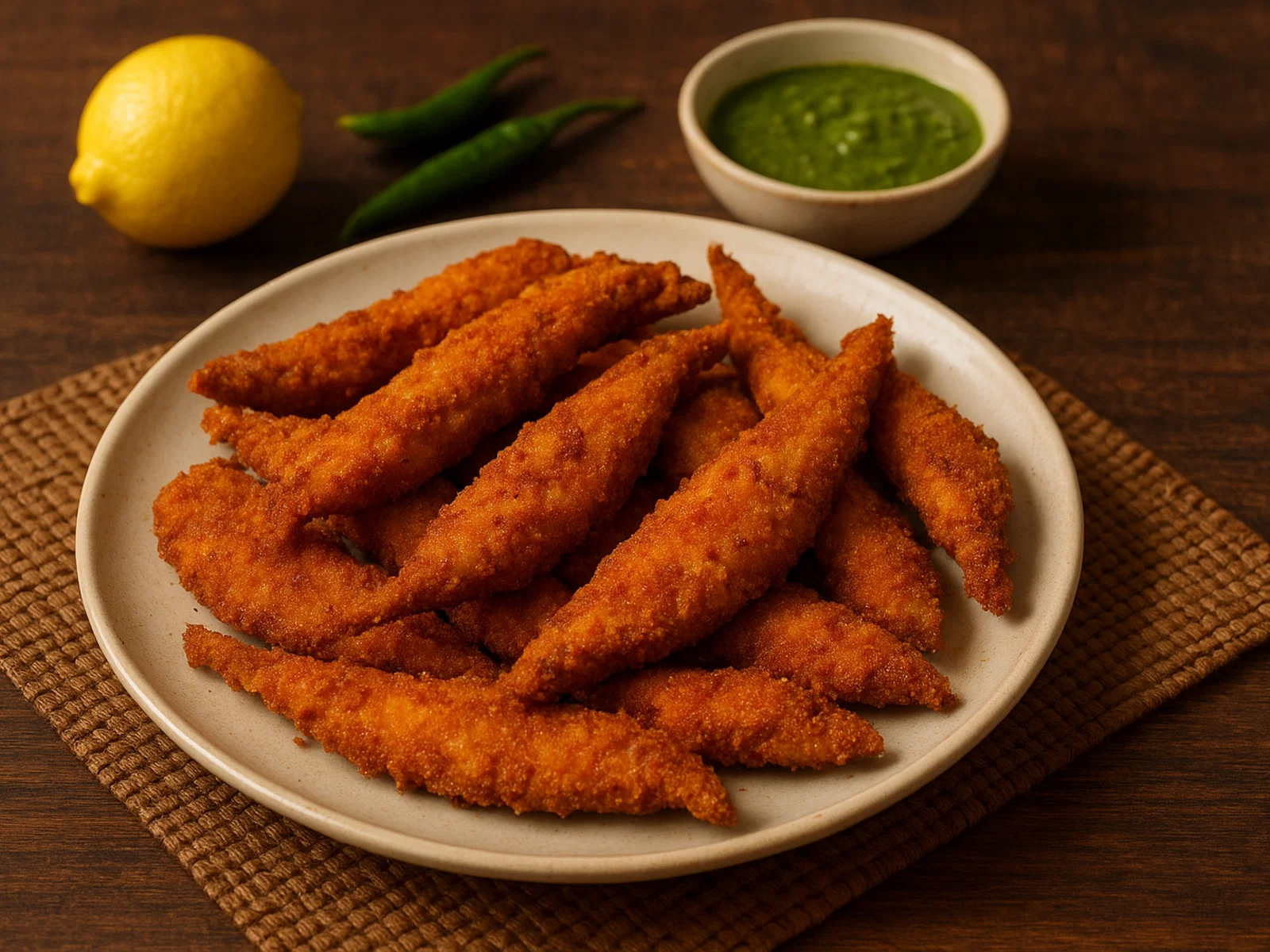 Bombil Fry (Panierter, gebratener Bombay-Duck-Fisch)